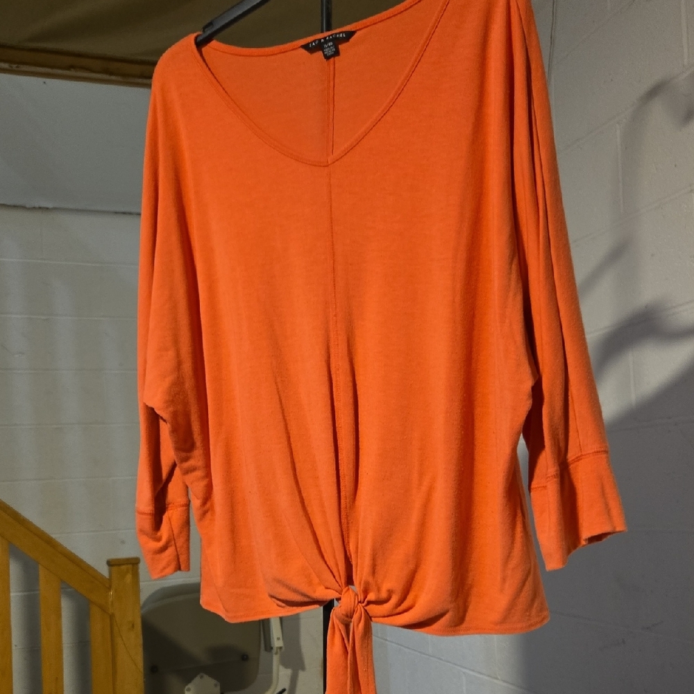 Zac & Rachel Orange Long Sleeve Tie-Front Top
